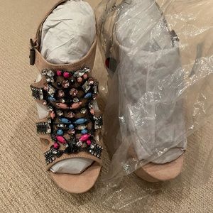 New look jewelled suede shoes heels